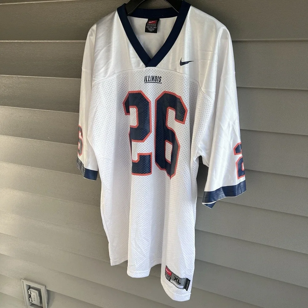 Vintage Nike Team Illinois Fighting Illini #26 Football Jersey White XL NCAA